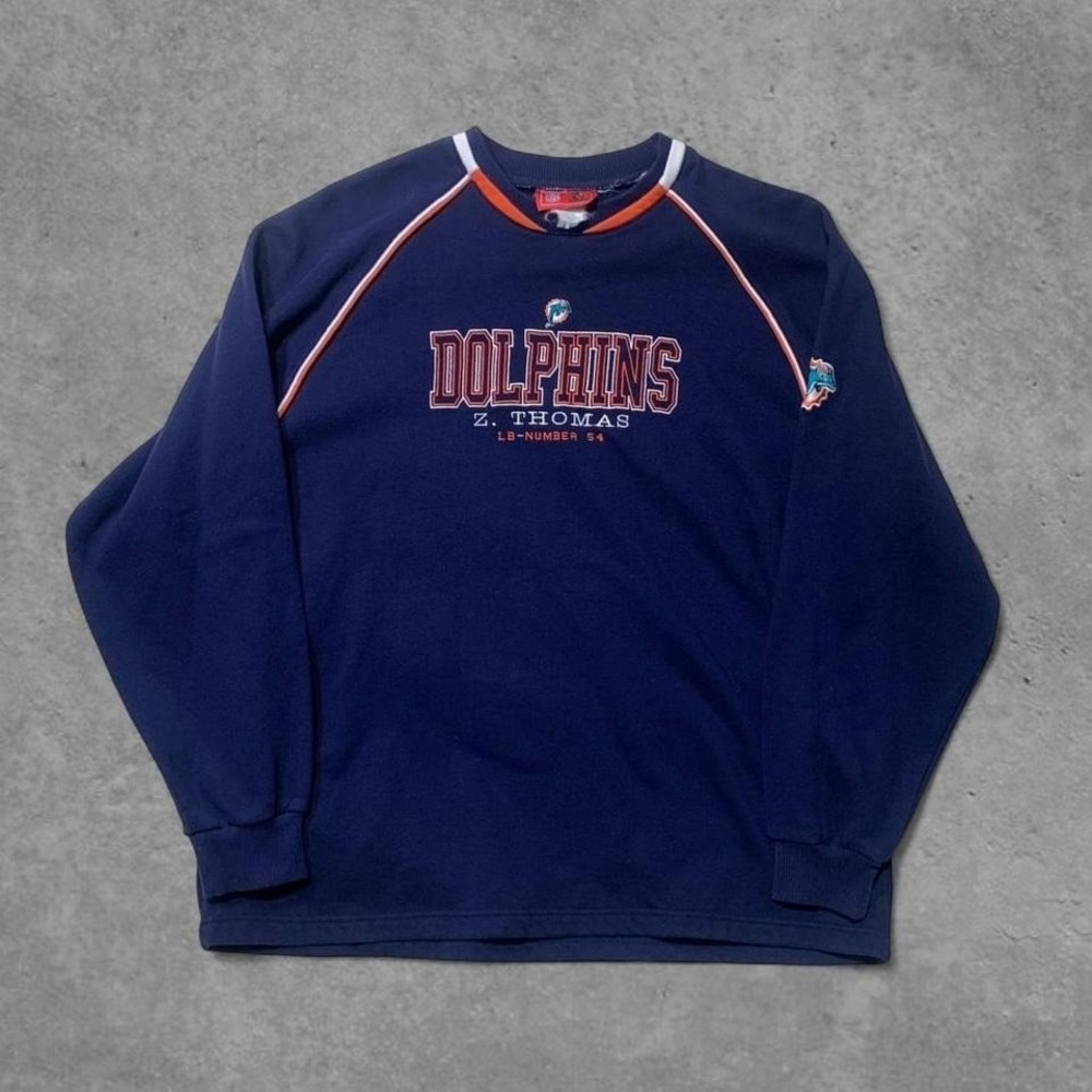 Vintage Zach Thomas Miami Dolphins NFL Players Embroidered Sweatshirt